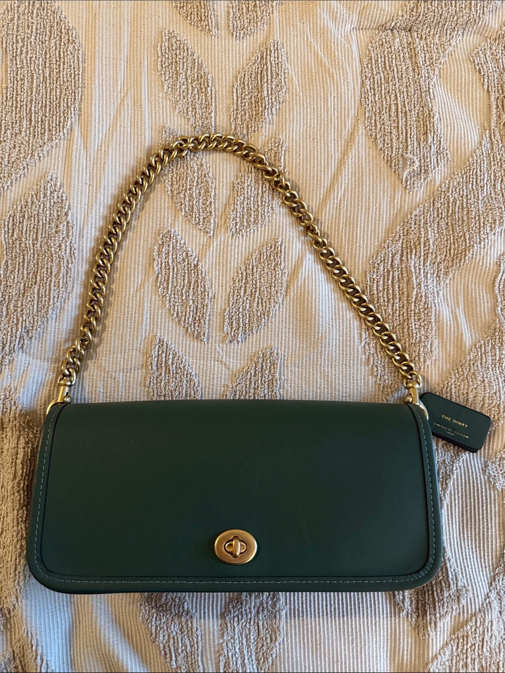 Coach Dark Green Leather Turnlock Shoulder Bag - Picture 2 of 4